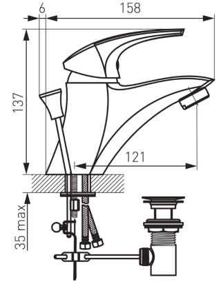 FERRO Bateria umywalkowa stojąca (korpus 150) | Metalia 57 - 57002.0