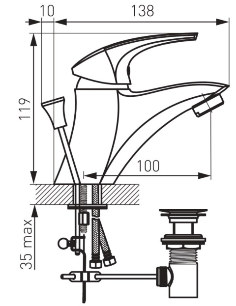 FERRO Bateria umywalkowa stojąca (korpus 120) | Metalia 57 - 57001.0