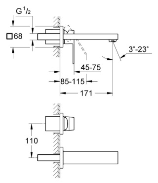 GROHE Bateria umywalkowa dwuotworowa | Rozmiar S | Eurocube - 19895000