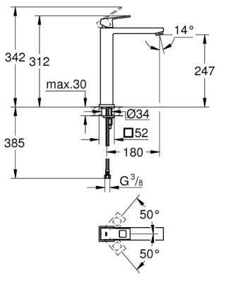 GROHE Bateria umywalkowa | DN 15 Rozmiar XL | Eurocube - 23406000