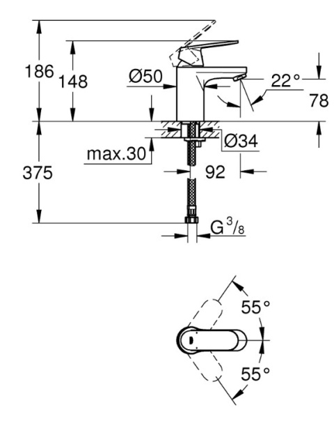 GROHE Bateria umywalkowa | DN 15 Rozmiar S | Eurosmart Cosmopolitan - 32824000