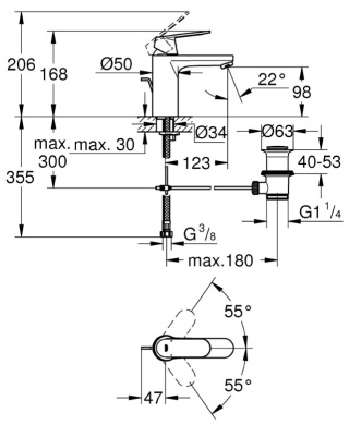 GROHE Bateria umywalkowa | DN 15 Rozmiar M | Eurosmart Cosmopolitan - 23325000