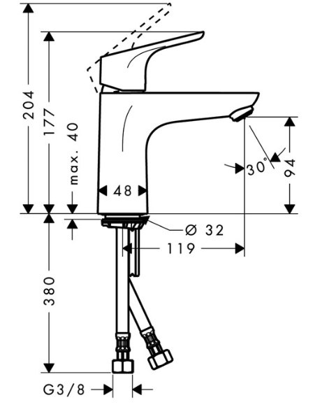 HANSGROHE Focus 100 Bateria jednouchwytowa umywalkowa, DN15 bez kompletu odpływowego chrom - 31517000