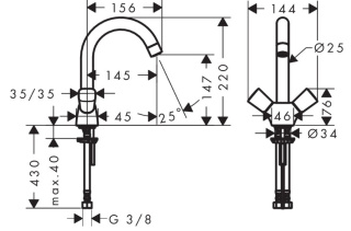 HANSGROHE Logis Bateria umywalkowa dwuuchwytowa 150 z obrotową wylewką D15 - 71221000