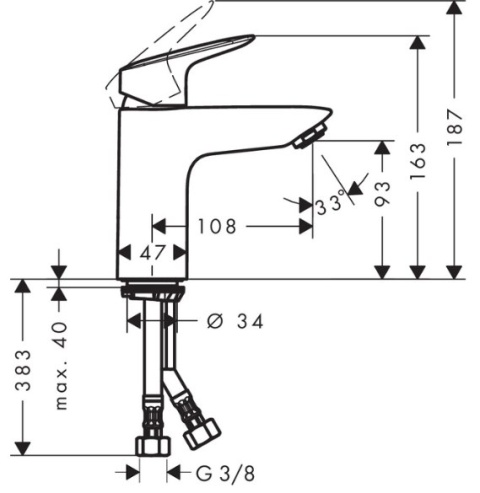 HANSGROHE Logis 100 Bateria umywalkowa jednouchwytowa chrom - 71101000