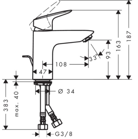 HANSGROHE Logis 100 Bateria umywalkowa chrom - 71100000