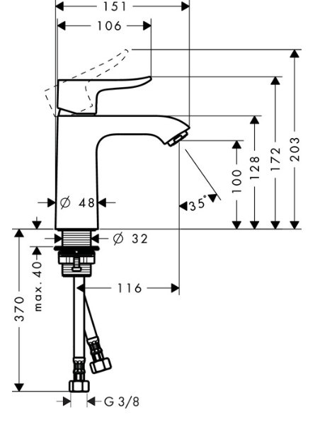 HANSGROHE Metris 110 Bateria umywalkowa jednouchwytowa Dn15 bez odpływu chrom - 31084000