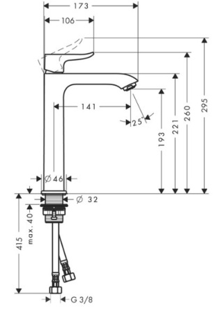 HANSGROHE Metris 200 Bateria umywalkowa jednouchwytowa do misek umywalkowych bez odpływu DN15 chrom - 31185000