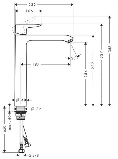 HANSGROHE Metris 260 Bateria umywalkowa jednouchwytowa do misek umywalkowych bez odpływu DN15 chrom - 31184000