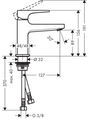 HANSGROHE Metropol Bateria umywalkowa jednouchwytowa 100 z kompletem odpływowym push-open, uchwyt loop - 74500000