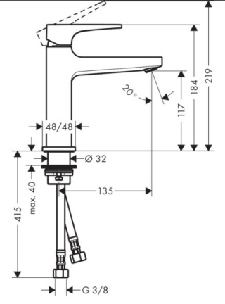 HANSGROHE Metropol Bateria umywalkowa jednouchwytowa 110 z kompletem odpływowym Push-Open, Uchwyt Jednoramienny - 32507000