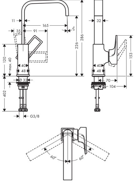 HANSGROHE Metropol Bateria umywalkowa jednouchwytowa 230 z kompletem odpływowym push-open, uchwyt loop - 74511000