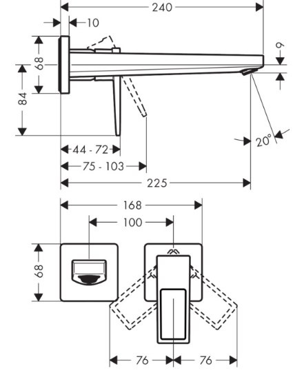 HANSGROHE Metropol Bateria umywalkowa jednouchwytowa z wylewką 225 mm, montaż podtynkowy, uchwyt loop - 74526000