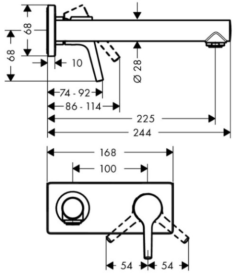 HANSGROHE Talis S Bateria umywalkowa jednouchwytowa z wylewką 225 mm, montaż podtynkowy, element zewnętrzny - 72111000