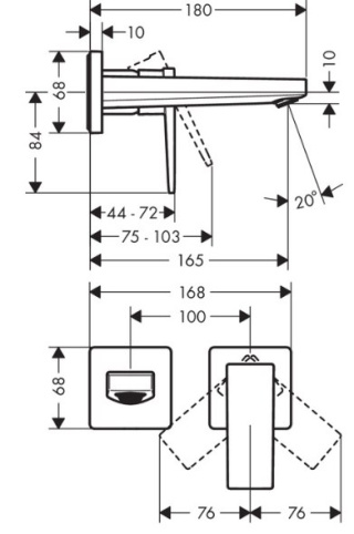 HANSGROHE Metropol Bateria umywalkowa jednouchwytowa z wylewką 165 mm, montaż podtynkowy, element zewnętrzny - 32525000