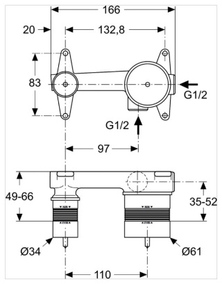 IDEALSTANDARD Strada Built-in Parts Element podtynkowy do baterii ściennej - A5948