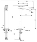 IDEALSTANDARD Tonic II Bateria umywalkowa stojąca wysoka, bez korka - A6329