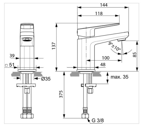 IDEALSTANDARD Tonic II Bateria umywalkowa stojąca, z korkiem automatycznym, chrom - A6326AA