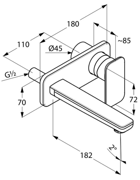 KLUDI E2 Ścienna bateria umywalkowa DN 15 - 492440575