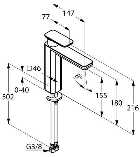 KLUDI E2 Jednouchwytowa bateria umywalkowa DN 15 - 492980575