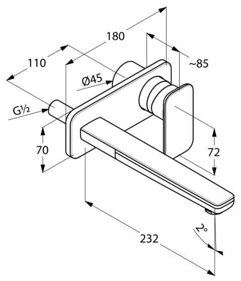 KLUDI E2 Ścienna bateria umywalkowa DN 15 - 492450575