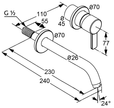 KLUDI ZENTA Ścienna bateria umywalkowa - 382450575