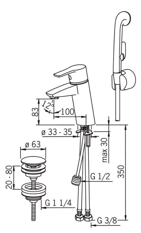 ORAS Cubista 2808F Bateria umywalkowa