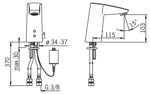 ORAS Cubista 2814F Bateria umywalkowa, 6V