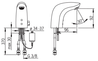 ORAS Electra 6150F-104 Bateria umywalkowa, 6V