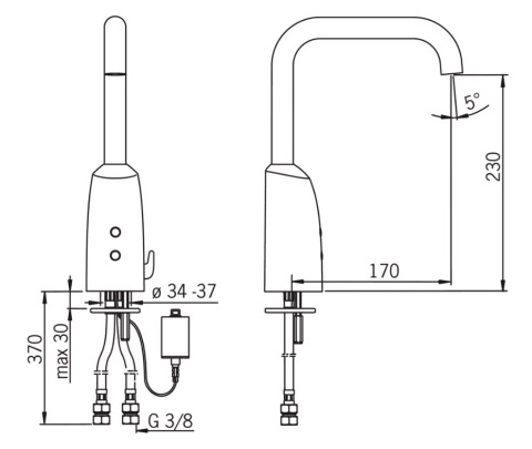 ORAS Electra 6331F Bateria umywalkowa, 6V