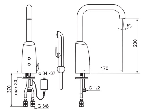 ORAS Electra 6333F Bateria umywalkowa, 6V