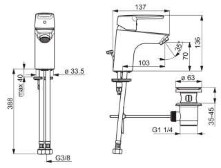 ORAS Saga 3904F-105 Bateria umywalkowa