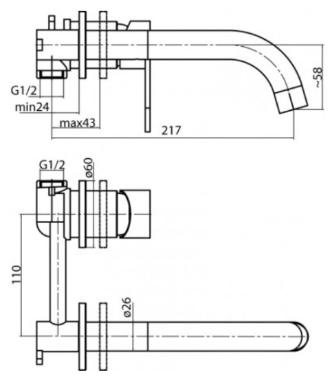 VALVEX Tube Bateria umywalkowa podtynkowa - 2454790