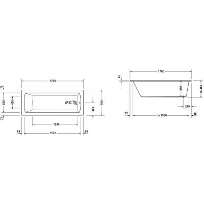 DURAVIT BLUE MOON wanna prostokątna 170x70 700141000000000