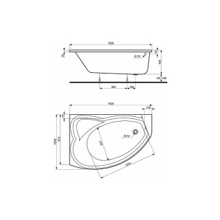 KOŁO AGAT wanna asymetryczna lewa 150x100cm- XWA0951000