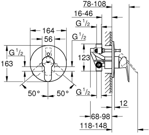 GROHE BAUEDGE jednouchwytowa bateria wannowa-29079000