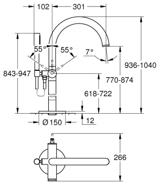 GROHE ATRIO wolnostojąca bateria wannowa-32653GL3