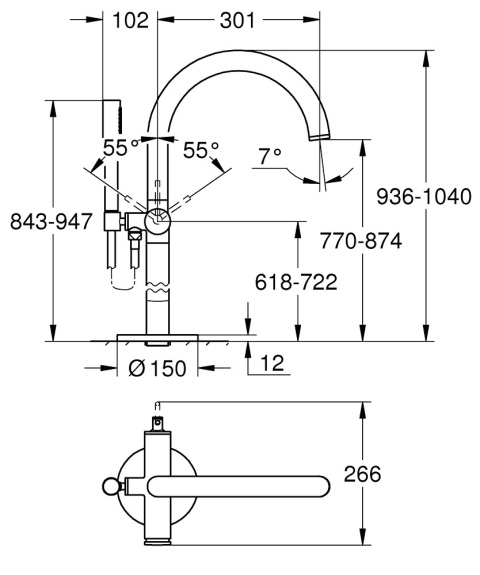 GROHE ATRIO wolnostojąca bateria wannowa-32653GL3