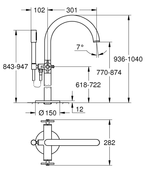 GROHE ATRIO bateria wannowa, DN 15-25044003