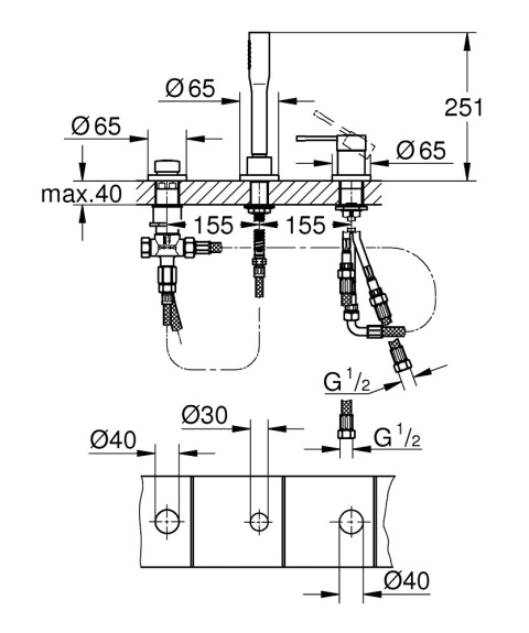 GROHE ESSENCE 3-otworowa bateria wannowa-19976001