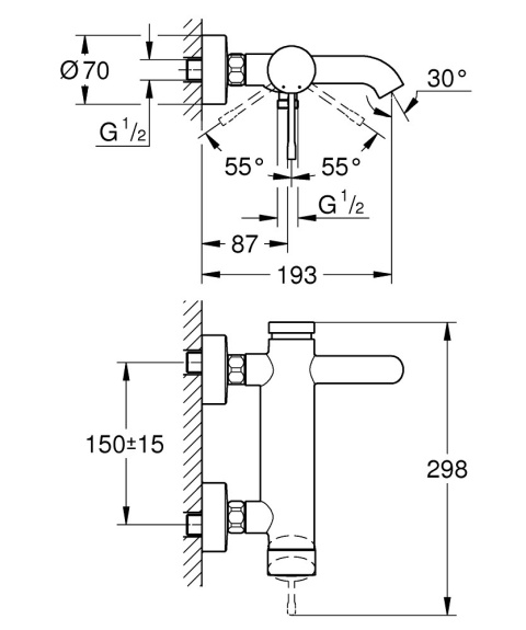 GROHE ESSENCE jednouchwytowa bateria wannowa-33624GN1