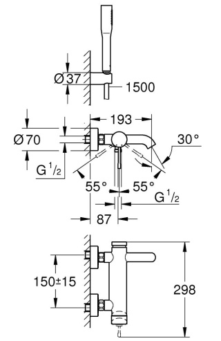 GROHE ESSENCE jednouchwytowa bateria wannowa-33628001