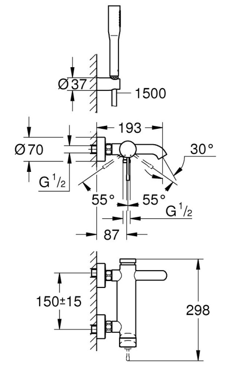 GROHE ESSENCE jednouchwytowa bateria wannowa-33628001