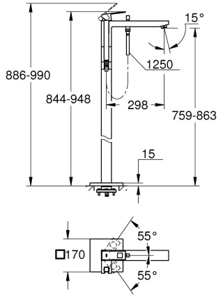 GROHE EUROCUBE wolnostojąca bateria wannowa-23672001