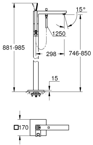 GROHE EUROCUBE JOY wolnostojąca bateria wannowa-23667001