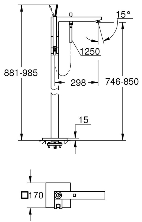 GROHE EUROCUBE JOY wolnostojąca bateria wannowa-23667001