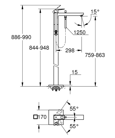 GROHE EUROCUBE wolnostojąca bateria wannowa-23672DC1