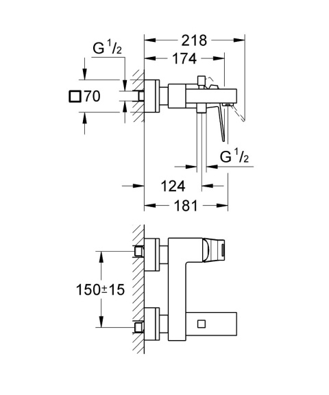 GROHE EUROCUBE jednouchwytowa bateria wannowa-23140AL0