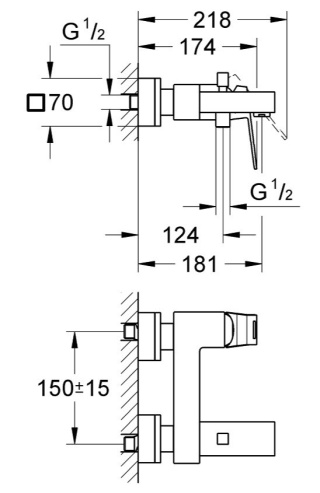 GROHE EUROCUBE jednouchwytowa bateria wannowa-23140000