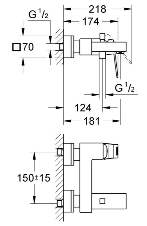 GROHE EUROCUBE jednouchwytowa bateria wannowa-23140000